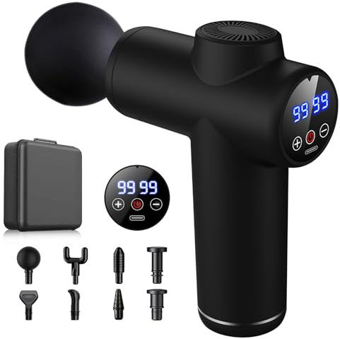 Massagegerät für Muskel,Massagepistole mit 99 Geschwindigkeiten,8 Massageköpfen LCD Touchscreen 29900 U/min,Massage Gun mit USB C und Aufbewahrungsbox,für Massage Muskelentspannung (Schwarz)