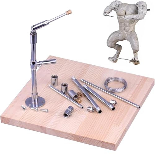Tonmodellständer, Skulpturengerüst mit Holzsockel, DIY-Metallrohr-Tonwerkzeuge for Modellieren von Statuen, handwerkliches Modellieren, höhenverstellbar, for Tonskulpturen, Prototypenherstellung