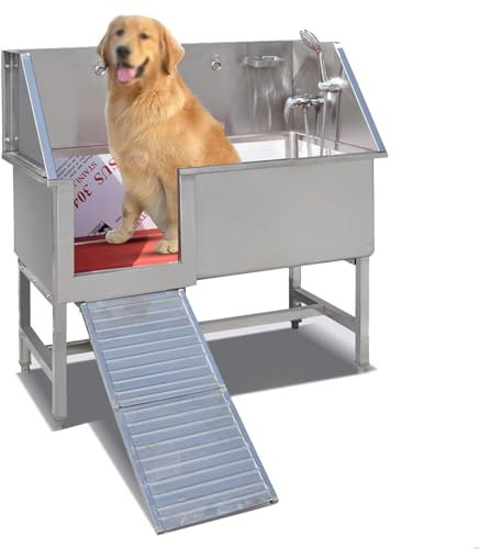BOOZXCV Station de toilettage pour Chien, Baignoire pour Chien, Station de Bain Professionnelle en Acier Inoxydable, Baignoire de toilettage pour Chien, Station de Lavage