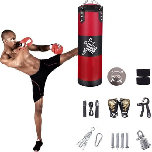 Boxsack Hängend,boxsack Set Erwachsene,15-in-1 Heavy Duty Boxsack, Mit dickerer Kette kann 360° gedreht werdenGeeignet für Muay Thai Boxen und Sparring(ungepolstert) (60cm)