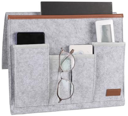 MiOYOOW Sofa Armlehnen Organizer, Sofa Aufbewahrungs Organizer aus Filz, Couch Fernbedienungshalter mit 5 Taschen für Tablet, Zeitschriften, Bücher, Fernbedienungen, Handy, Brille