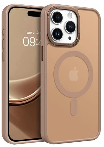 GaoBao Cover per iPhone 15 Pro Max 6,7, [Compatibile con Magsafe] Custodia Opaco Magnetica Sottile e Traslucida, Protezione Antiurto e Antigoccia, Protettiva Anti-Impronta, Marrone