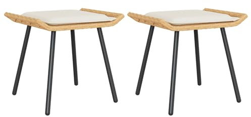 vidaXL Tabouret de Jardin 2 pcs Marron 50 x 40 x 45cm Polyester, Tabouret Moderne pour Jardin et terrasse, mobilier Outdoor Durable, Ottoman Rectangle, Chaise déco