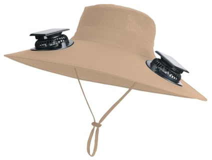 Baoblaze Solarbetriebener Ventilatorhut aus Nylon mit Ventilatoren, Angelhut für, Outdoor, Rucksackreisen, Khaki