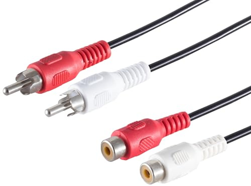 1 cable alargador RCA de 2,5 m 2 conectores RCA a 2 conectores RCA Cable de conexión de audio estéreo Conectores moldeados Contactos niquelados HiFi TV