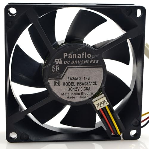 DJHAQDM Compatible para panafio FBA08A12U 12V 0.36A 8cm 8025 3-Wire Ventilador refrigeración