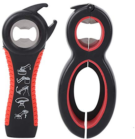 5 in 1 Bottle Opener Can Opener Kit | Multifunction Kitchen Gadget for Beer/Wine/Cans | Ergonomic Secure Grip Handle, Dishwasher Friendly | Home, Party, Camping Use