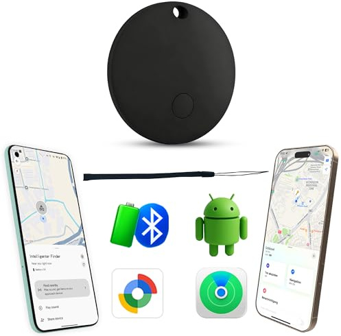 2025 Schlüssel Tracker (für IOS und Android) Smart Tag Finder schlüsselfinder für Taschen Koffer funktioniert mit Apple Find My (Apple MFi Zertifiziert) & Google Find My Device - 1 Stück (Schwarz)