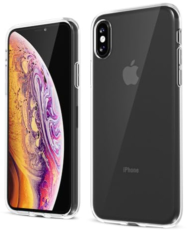 oakxco for Phone X Case/iPhone 10 Xs Phone Case Liquid Silicone, Cute Thin Slim Grip Soft Rubber Gel for Women Men, Smooth Matte TPU Plain Solid Color Girly Case with Camera Cover Protection, Clear