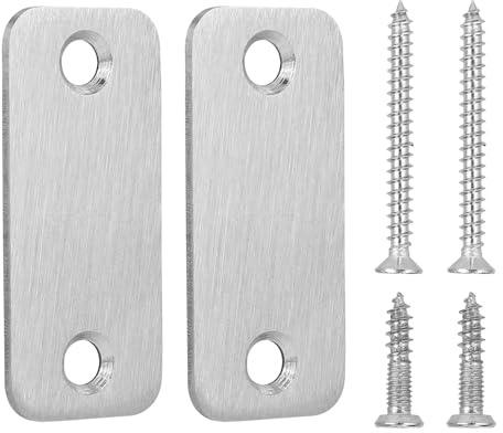 2pcs Door Edge Hole Filler Plate, Stainless Steel Strike Deadbolt & Latch Reinforcement Cover Plate with Fixing Screws for Enhanced Home Office Security Repair Accessories Replacement