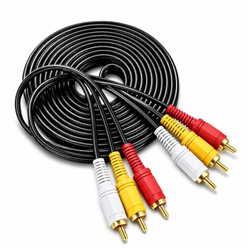 Boulton RCA Cables 1.5m length – RCA Audio Cable Phono Plugs – 3RCA to 3RCA Cable Male-to-Male Lead – RCA to RCA Cable Stereo Speaker Wire Adapter – Coaxial Cable for Amp Subwoofer Home Cinema