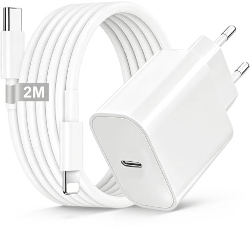 30W USB C Caricatore [Certificazione MFI] per iPhone 14/13/12/11 Pro Max con Cavo Lightning 2M, USB C Caricabatterie Spina Adattatore Ricarica Rapida con Cavo USBC per iPhone X/8/7, iPad Pro/Air/Mini