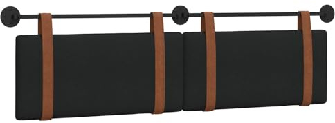 vidaXL Hängendes Kopfteil Schwarz Antikes PU, Schlafzimmer Deko, modernes Wandkopfteil, rechteckiges Design, minimalistischer Stil, Schaumstoff Polsterung