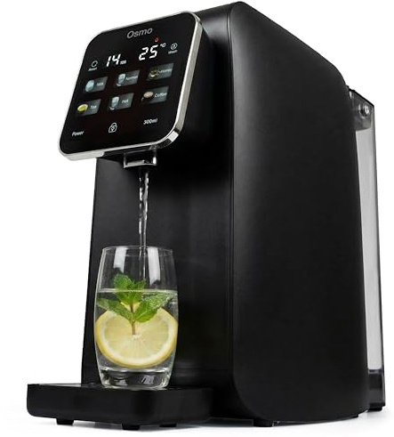 G21 Osmo Osmoseanlage 3L Schwarz | 3L Tank, 1:1 Wasserverhältnis, Heißwasser in 6 Stufen (25–95 °C), TDS-Anzeige, Kindersicherung