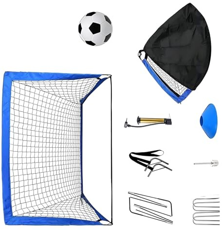 CAZSTYK But de football pliable robuste avec filet en polyester robuste et tiges en fibre de verre pour sports d'équipe, équipement de sports de plein air pour enfants