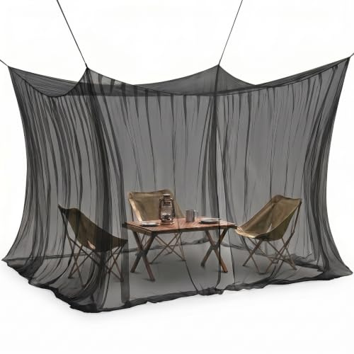 Moskitonetz 300 x 300 x 250 cm, XXL Moskitonetz Outdoor Reise, Doppelbett Reise Insektennetz,Tragbares Geschlossenes Campingzelt,Outdoor Insektenschutz für Pavillon Garten Balkon Terrasse (Schwarz)