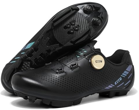 JiuQing Mountainbike Schuhe für Damen Herren Mit SPD Cleats 2 Loch Flatpedal Indoor MTB Fahrradschuhe