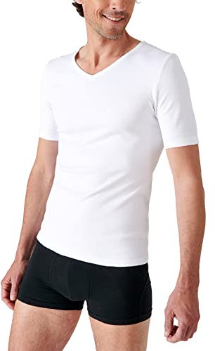 Damart Camiseta con Cuello de Pico, Manga Corta, Punto Thermolactyl clásico térmica, Blanc (Blanc), S para Hombre