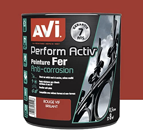 AVI - PERFORM ACTIV FER - Peinture Anti Corrosion - Brillant - Rouge Vif Brillant