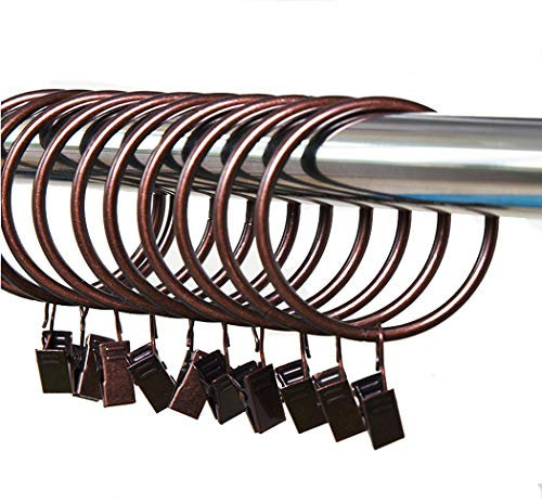 Anelli per tende drappeggi in metallo rosso bronzo con clip diametro interno 38mm / 1,5 pollici Set di 20, trattamento galvanico