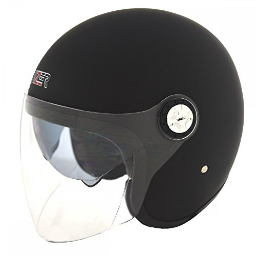 CRUIZER - Casco jet omologato colore nero opaco uomo donna,con doppia visiera antigraffio ed interni anallergici compeltamente sfoderabili(XL)