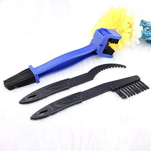 OIBTECH Bike Motorcycle Chain Cleaner Brush Set Durable Bicycle Chain Gears Maintenance Cleaning Brush Kit for All Type Chain Gears （3 Kinds）
