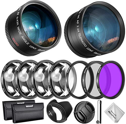 Neewer 58MM Objektiv und Filter Kit für Canon EOS EF-S 18-55mm Objektiv: 0,43X Weitwinkel Teleobjektiv UV CPL FLD Filter und Makrofilter Set Gegenlichtblende usw