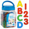 edxeducation Mini barattolo con lettere e numeri trasparenti di plastica colorati, scatola leggera, gioco sensoriale, per la conta e l’ortografia
