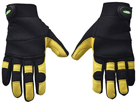 DYHQQ Guantes para Soldar, Cuero Superior de Piel de Cabra, Soldador MIG/TIG, Resistente al Corte Forrado, Arco Eléctrico, Guantes de Seguridad para el Trabajo,1pair