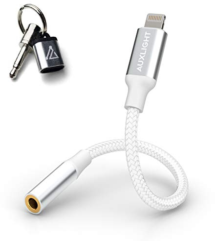 Auxlight AUX Adapter Premium Kabel für iPhone auf 3,5mm Kopfhörer, Telefonieren & Musik, 3.5 mm Klinke Anschluss, Audio Adapter für iPhone 13, 12, 11 Pro, Max, X, XS, XR, 8, 8 Plus, 7, 7 Plus, iOS 15