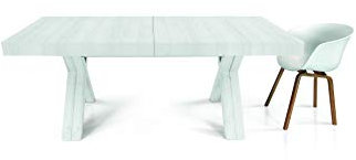 KONTE.DESIGN Tavolo GALLIPOLI allungabile in legno, finitura Bianco Consumato, 180 x 100 cm - 480 x 100 cm 22 Posti