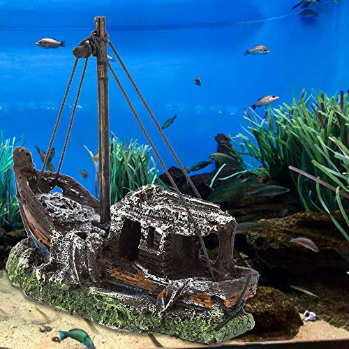 Cikonielf Aquarium Schiffswrack Dekoration Harz Wrack Boot Kreative Wrack Segelboot Aquarium Künstliche Hochsimulation Schiffswrack Aquarien Landschaft Dekor Aquarium Landschaft