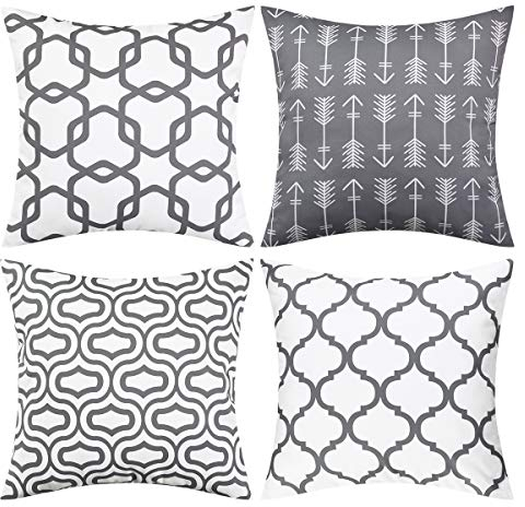 Alishomtll 4er Set Dekorativ Kissenbezug 50x50cm Sofakissen Dekokissenbezug Set Kissenbezüge Zierkissenbezug Kissenhülle für Sofa Büro, Grau