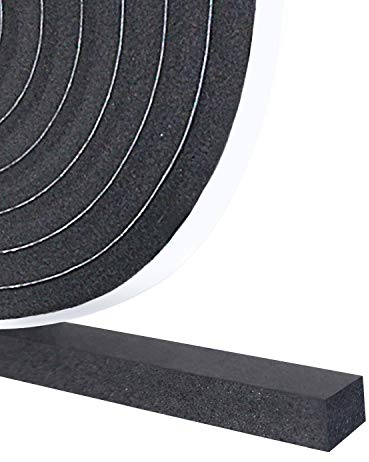 Storystore Cinta de sellado autoadhesiva, espuma de sellado 12 mm x 12 mm, goma musgo autoadhesiva, negra, Weather Strip, para puertas y ventanas, aislamiento acústico y térmico, longitud total 4 m