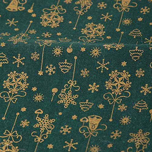 LICHENGTAI 100 cm Baumwollstoff Weihnachten Stoffpakete Patchwork Stoffe Baumwolle,Stoffe zum Nähen, Schneeflocke, Patchwork Stoffpaket zum Quilten DIY Basteln Handwerken, Grün