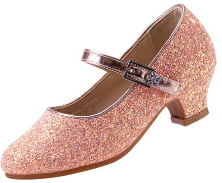 EIGHT KM Ragazze Tacco Alto Pattini di Vestito Mary Jane Principessa Festa di Nozze Pompa Scarpe EKM7015 Cinderella Sparkle Glitter Rosa Taglia EU 37