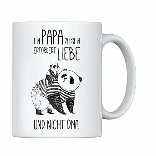 weiße Tasse -Ein Papa zu sein erfordert Liebe & nicht DNA- Geschenk zum Vatertag Geschenkidee für den Stiefvater Kaffeebecher mit Spruch für Stiefpapa