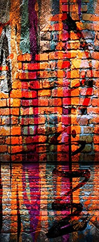 A.Monamour Türtapete Selbstklebend Türfolie Türposter 3D Bunt Bemalte Graffiti Auf Mauer Vinyl Folie Türdeko Tapete Wandbild Türaufkleber Türtattoo 85 x 200 cm