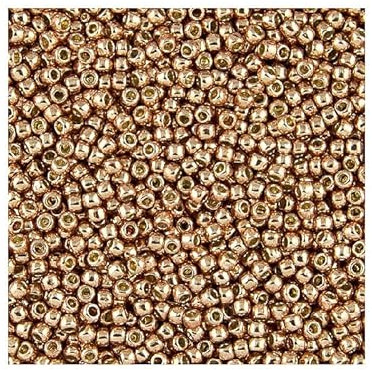 10 g TOHO Round Seed Beads Rocailles, Size 8/0, Permanent Finish Galvanized Rose Gold (# PF551), Japan, Glass