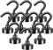 Grtard Magnethaken, 10 Stück 25Lb+ Ziehen Schwarz Starke Magnete Neodym Magnete Haken, Magnet mit Haken, Magnethaken Extra Stark für Decke, Bad, Handtuch, Küche, Büro und Garage