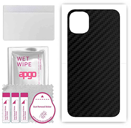apgo BACK SKIN Film Pellicola protettiva Protezione Posteriore per Apple iPhone 11, skin sticker film foil vinyl Carbon Nero