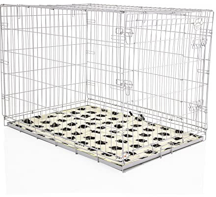 Dog Cage 42 Light Grey with Taylored Vet Bed by Cozy Pet Metal Tray Folding Puppy Crate Cat Carrier Dog Crate. DC42G + VB42C