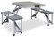Gecheer Klappbarer Campingtisch mit 4 Sitzen Alu Camping Set Tisch Stuhl Sitzgarnitur Campingmöbel Set Campingtisch Koffertisch Gartentisch Balkontisch Bistrotisch Stahl Aluminium