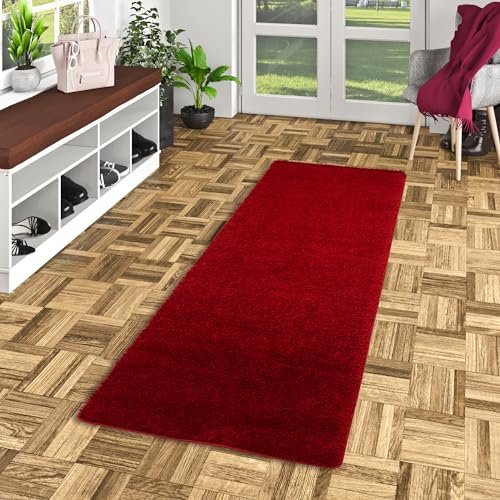 Snapstyle Hochflor Langflor Shaggy Läufer Teppich Palace Weinrot in 9 Größen