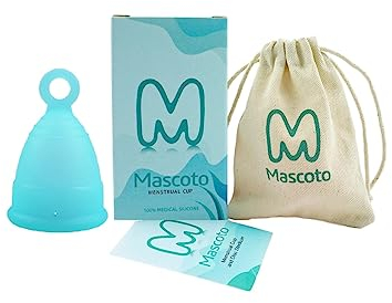Mascoto® Coupe menstruelle ultra confortable avec anneau, fabriquée en silicone de qualité médicale, sans BPA, réutilisable, alternative au tampon et au tampon (S)