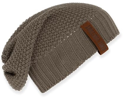 KNIT FACTORY - Coco Mütze - Strickmütze für Damen und Herren - Slouch Beanie - Wintermütze mit Wolle - Hochwertige Qualität - Cappuccino