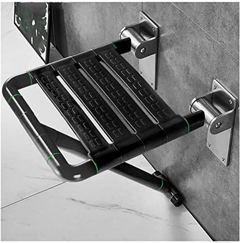 BAABJI Duschsitz Klappbar Wandmontage,Klappbarer Sicherheits Duschhocker,Edelstahl Duschklappsitz Für Badezimmer, Eingänge, Flure,schwarz