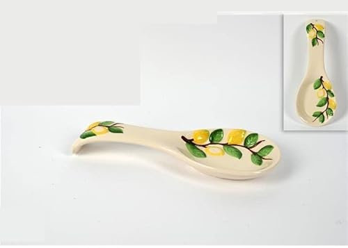 Generic Poggiamestolo da Cucina in Ceramica Giallo Decoro Limoni 23 x 8,5 cm