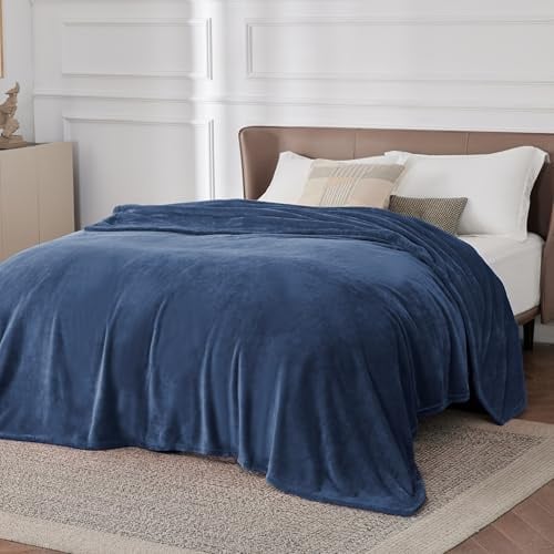 Bedsure Fleece Blanket King Size - Flannel Fleece Throw, Blue, 270x230 cm | Soft Cosy and Fluffy, Lightweight Warmth for All Seasons, Home Decor, Travel, Camping, Gifts for Women and Men