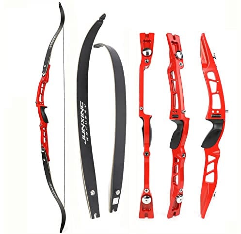 surwolf 66“ Takedown Recurve Bogen 20~40LBS ILF Wettkampf Recurve Bogen Set für Erwachsene, Sportbogen, Bogenschießen Jagdbogen, Langbogen (rot, 32 lbs)